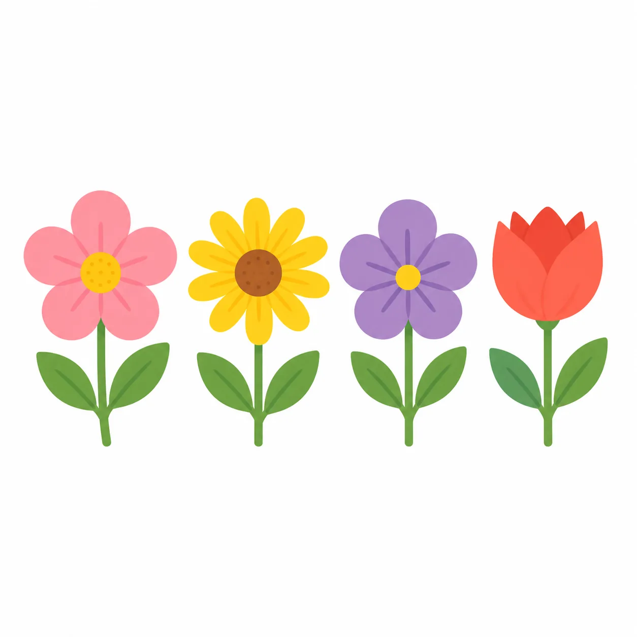 四 sì: 4 朵花